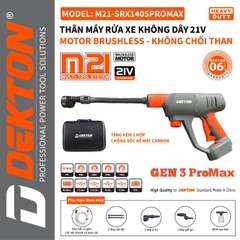 Máy xịt rửa xe (máy phun bắn tia nước áp lực cao), hiệu DEKTON, dùng pin, dạng cầm tay (ko kèm pin) M21-SRX1406PROMAX