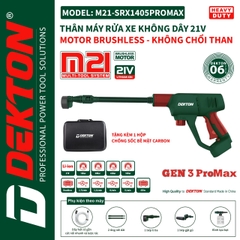 Máy xịt rửa xe (máy phun bắn tia nước áp lực cao), hiệu DEKTON, dùng pin, dạng cầm tay (ko kèm pin) M21-SRX1406PROMAX