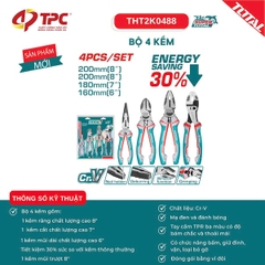 Bộ 4 Kềm Tay Cầm TPR Chuyên Dụng TOTAL THT2K0488 Tiết Kiệm Năng Lượng 30%