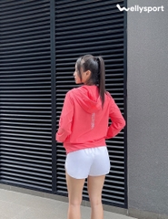 Áo Khoác Nữ Running Jacket Gió, Màu Hồng Pastel, Welly Sport, Mã AKN03