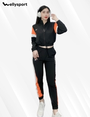 Bộ Đồ Thể Thao Nữ Phối Màu, Màu Đen, Welly Sport, Mã BDTTND
