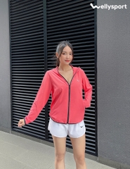 Áo Khoác Nữ Running Jacket Gió, Màu Hồng Pastel, Welly Sport, Mã AKN03