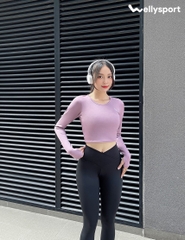 Áo Dài Tay Nữ Tập Gym, Yoga, Màu Tím , Welly Sport, Mã NDT05