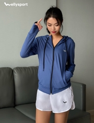Áo Khoác Chống Nắng Nữ Running, Màu Xanh Dark Blue, Welly Sport, Mã AKN07