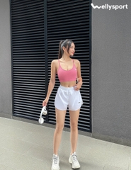 Áo Bra Tập Gym, Yoga Nữ, Màu Hồng Pastel, Welly Sport, Mã AOBH