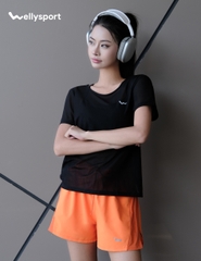 Áo Lưới Nữ Tập Gym, Yoga, Chạy Bộ, Màu Đen, Welly Sport, Mã ALMD