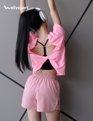 Áo Lưới Nữ Tập Gym, Yoga, Chạy Bộ, Màu Hồng, Welly Sport, Mã ALMH