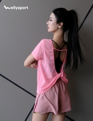 Áo Lưới Nữ Tập Gym, Yoga, Chạy Bộ, Màu Hồng, Welly Sport, Mã ALMH