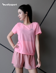 Áo Lưới Nữ Tập Gym, Yoga, Chạy Bộ, Màu Hồng, Welly Sport, Mã ALMH