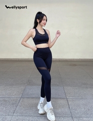 Set Đồ Tập Yoga, Gym Nữ Phối Lưới, Màu Đen, Welly Sport, Mã BDPL02
