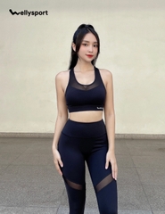 Set Đồ Tập Yoga, Gym Nữ Phối Lưới, Màu Đen, Welly Sport, Mã BDPL02