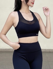 Set Đồ Tập Yoga, Gym Nữ Phối Lưới, Màu Đen, Welly Sport, Mã BDPL02
