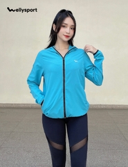 Áo Khoác Nữ Running Jacket Gió, Màu Xanh, Welly Sport, Mã AKN05
