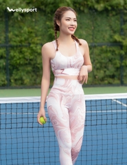 Set Đồ Tập Yoga, Gym Nữ, Màu Loang Hồng, Welly Sport, Mã BTN0501