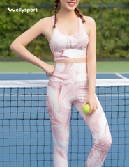 Set Đồ Tập Yoga, Gym Nữ, Màu Loang Hồng, Welly Sport, Mã BTN0501
