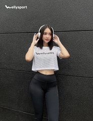 Áo Lưới Nữ Tập Gym, Yoga, Chạy Bộ, Welly Sport, Màu Trắng, Mã ALN01