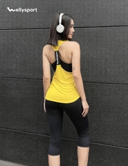 Áo Tanktop Tập Gym, Yoga Nữ,  Welly Sport, Màu Vàng Gold, Mã ATTN05