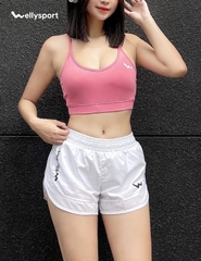Quần Short Nữ, Tập Gym, Chạy Bộ, Màu Trắng, Welly Sport, Mã QSNT
