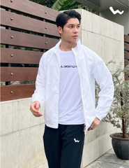 Áo Khoác Thể Thao Nam Running Jacket, Màu Trắng, Welly Sport, Mã AKN09