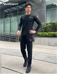 Áo Thun Nam Dài Tay, Màu Đen, Welly Sport, Mã NDT02