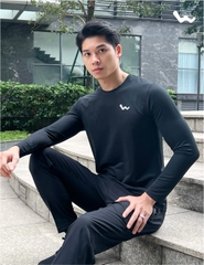 Áo Thun Nam Dài Tay, Màu Đen, Welly Sport, Mã NDT02