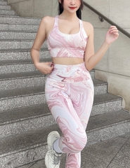 Set Đồ Tập Yoga, Gym Nữ, Màu Loang Hồng, Welly Sport, Mã BTN0501