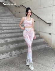 Set Đồ Tập Yoga, Gym Nữ, Màu Loang Hồng, Welly Sport, Mã BTN0501
