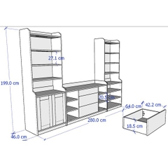 BAHIA, COMBO Tủ lưu trữ kết hợp kệ trưng bày STO_062, 280x46x199cm