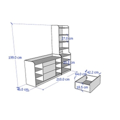 BAHIA, COMBO Tủ lưu trữ kết hợp kệ trưng bày STO_063, 210x46x199cm