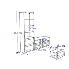 KALUA, COMBO Kệ TV 2 hộc kéo kết hợp kệ tủ cao STO_052, 180x41x190cm