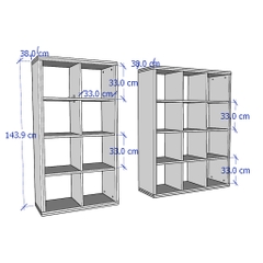 FELIX, Kệ sách 3 x 4 SHE_032, 109x38x144cm