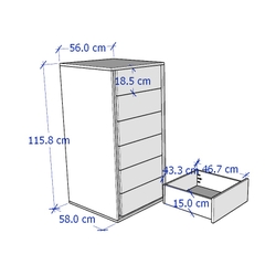 BIBAO, Tủ đựng hồ sơ 6 tầng mở hông DRA_029, 56x58x116cm