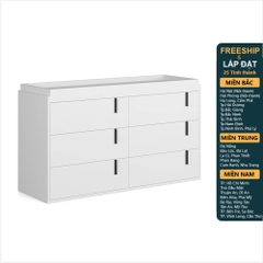 RIKKE, Tủ lưu trữ đựng đồ dùng 3 tầng 6 ngăn kéo DRA_218, 122x40x70cm