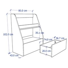 FRANCY, Kệ sách mini cho trẻ SHE_020, 80x43x102cm