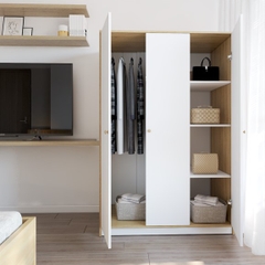 MORA, Tủ quần áo 3 gian đa năng WAR_060, 117x55x176cm