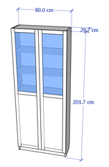 JELLY, Kệ sách 6 tầng cửa cổ điển kèm kính SHE_056, 80x30x202cm