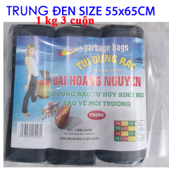 1kg (3 cuộn) Túi đựng rác, bao rác tự phân hủy sinh học màu và đen đủ size có size đặc đại (cực đại) 1 ký mã