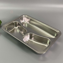 Khay chia cơm inox 3 ngăn mặt cười sâu lòng inox SUS201