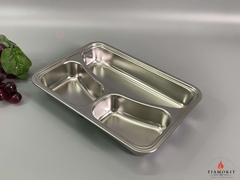 Khay chia cơm inox 3 ngăn mặt cười sâu lòng inox SUS201
