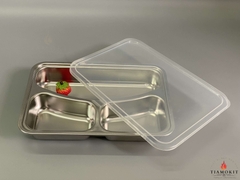 Khay chia cơm inox 3 ngăn mặt cười sâu lòng inox SUS201