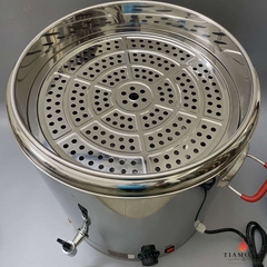 Nồi điện 60 lít inox 304 có xửng hấp, có vòi