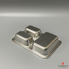 Khay 3 ngăn mẫu giáo chữ nhật inox 304