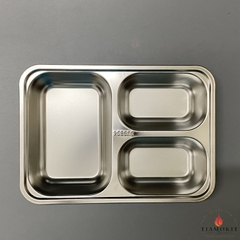 Khay 3 ngăn mẫu giáo chữ nhật inox 304