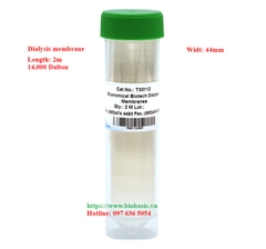 Màng lọc, túi thẩm tách (Dialysis membrane), dài 2m, 14,000 Dalton, hãng BioBasic tekcovina