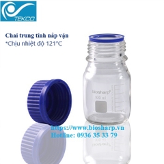 Chai thủy tinh mầu trắng, nắp vặn chịu nhiệt, hãng Biosharp