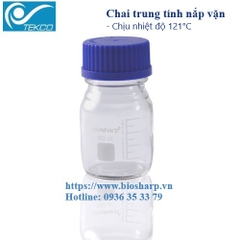 Chai thủy tinh mầu trắng, nắp vặn chịu nhiệt, hãng Biosharp