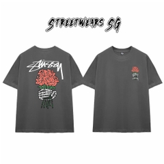 Áo Thun Stu Skeleton Roses Tee Cao Cấp Form Rộng - Streetwears SG - STU28