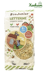 Mì NUI ĂN DẶM hữu cơ cho bé HÌNH CHỮ CÁI (Từ 8 tháng tuổi) - EU Organic - Bio Junior - Italy - 200gr