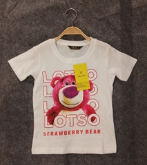 ÁO T-SHIRT UNISEX TRẮNG IN GẤU DÂU