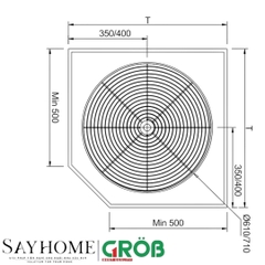 Mâm xoay GROB GV304-360A/360B góc 360 inox 304, nan dẹt - Hàng chính hãng GROB